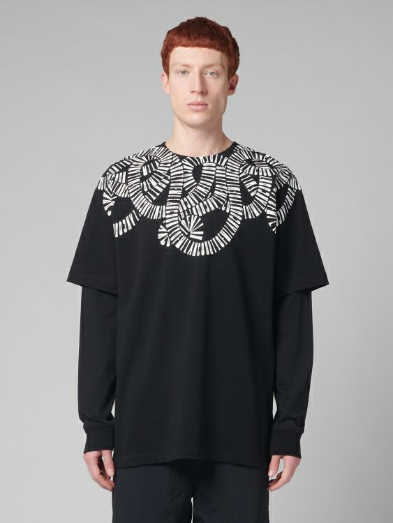 MARCELO BURLON/マルセロブロン/ SNAKE WINGS DBL SLEEVE TEE/BLACK/ブラック