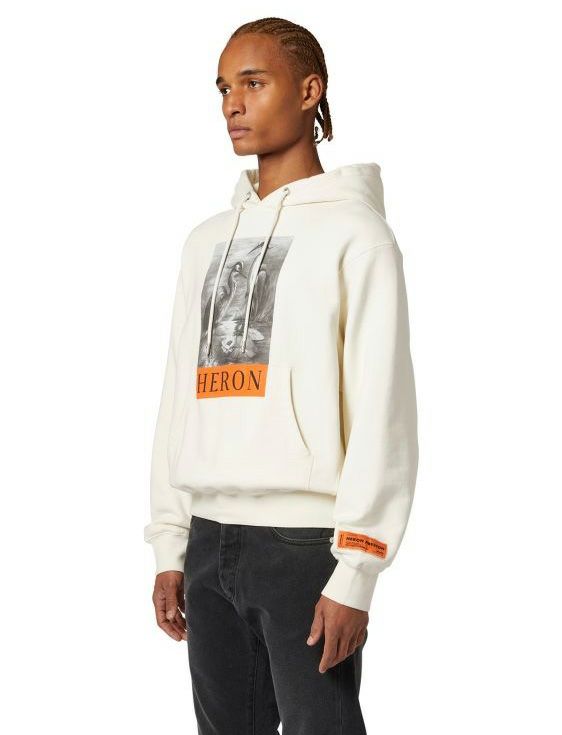 HERON PRESTON サイズM HERON PRESTON/ヘロンプレストン/NF HERON BW HOODIE/WHITE/ホワイト