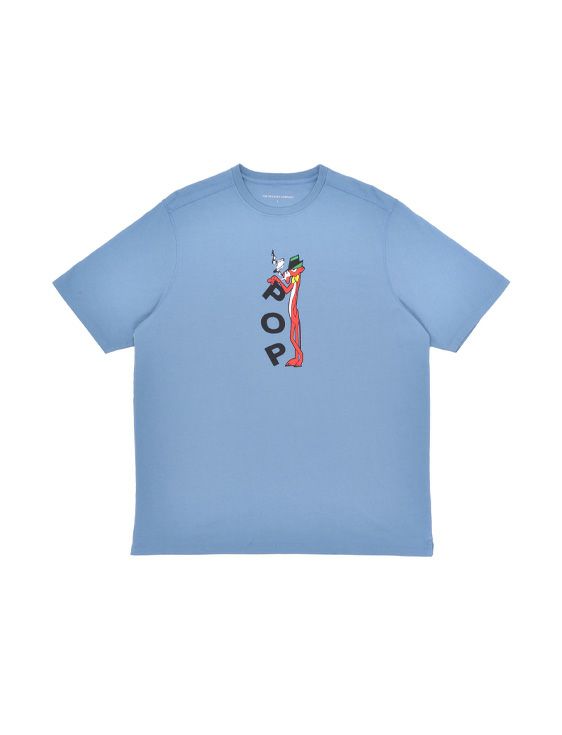 POP TRADING COMPANY/ポップトレーディングカンパニー/COOL CAT T-SHIRT IN BLUE SHADOW/ブルー