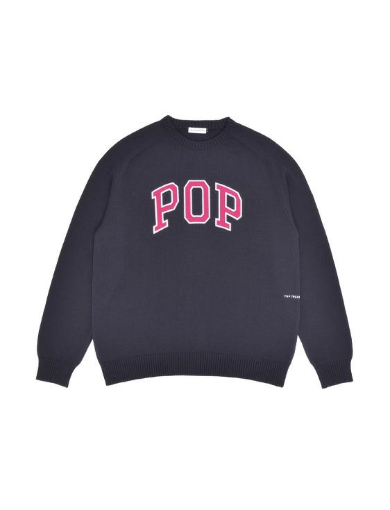 POP TRADING COMPANY/ポップトレーディングカンパニー/ARCH KNITTED CREWNECK IN ANTHRACITE/グレー