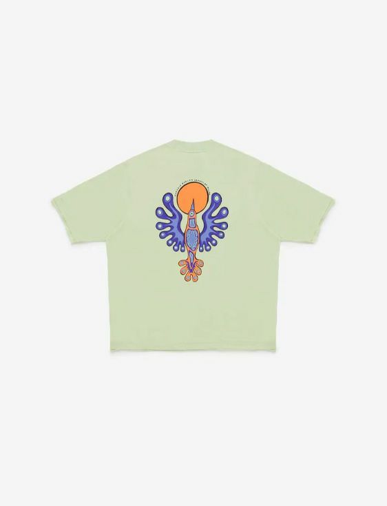 MARCELO BURLON/マルセロブロン/SUNSET BIRD DBL HEM OVER TEE/GREEN/グリーン