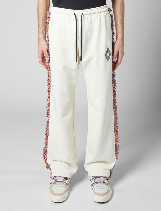 MARCELO BURLON/マルセロブロン/FRINGES NO CUFF SWEATPANTS/WHITE/ホワイト