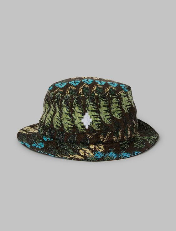 MARCELO BURLON/マルセロブロン/AOP FEATHERS BUCKET/BROWN GREEN/ブラウン グリーン