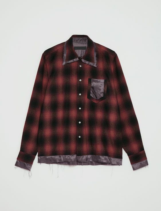 SHOOP/シュープ/LAYERED CHECK FLANNEL SHIRT/RED/レッド