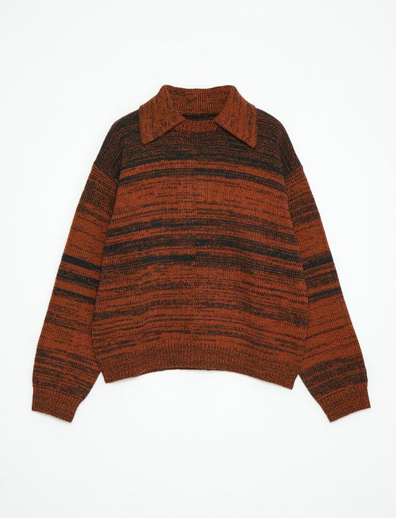 SHOOP/シュープ/DOUBLE COLLAR MOULINE SWEATER/BROWN/ブラウン