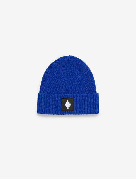 MARCELO BURLON/マルセロブロン/CROSS PATCH BEANIE/BLUE/ブルー