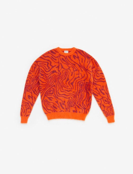 MARCELO BURLON/マルセロブロン/AOP FLUID KNIT BOXY CREW/ORANGE/オレンジ