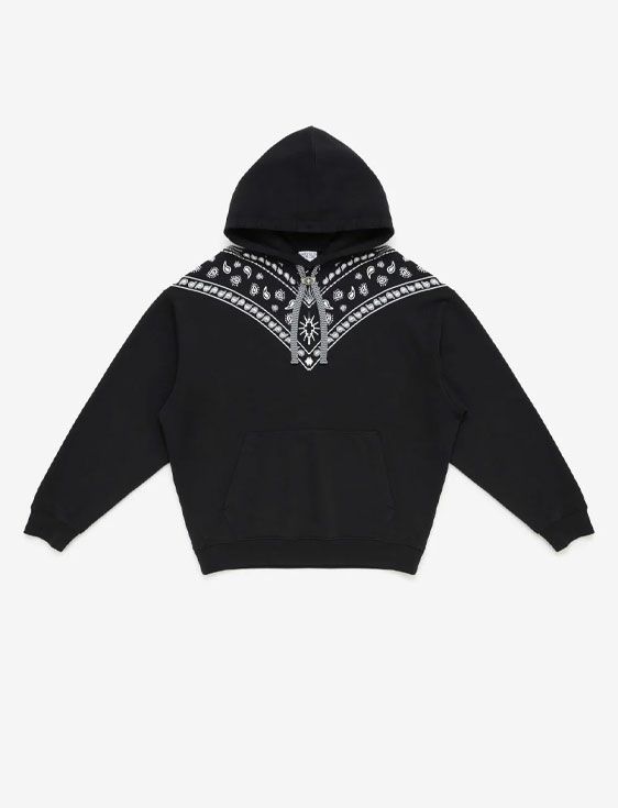 MARCELO BURLON/マルセロブロン/BANDANA COMFORT HOODIE/BLACK/ブラック