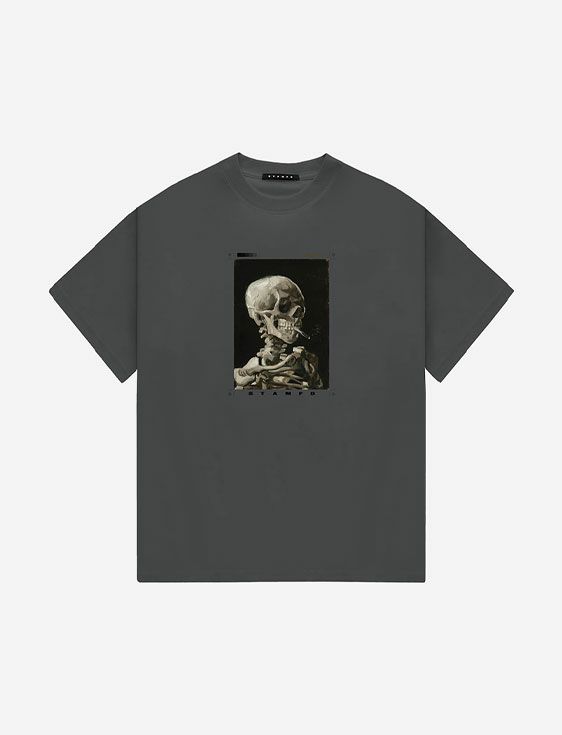 STAMPD/スタンプド/Skeleton Garment Dye Relaxed Tee V2/GRAY/グレー