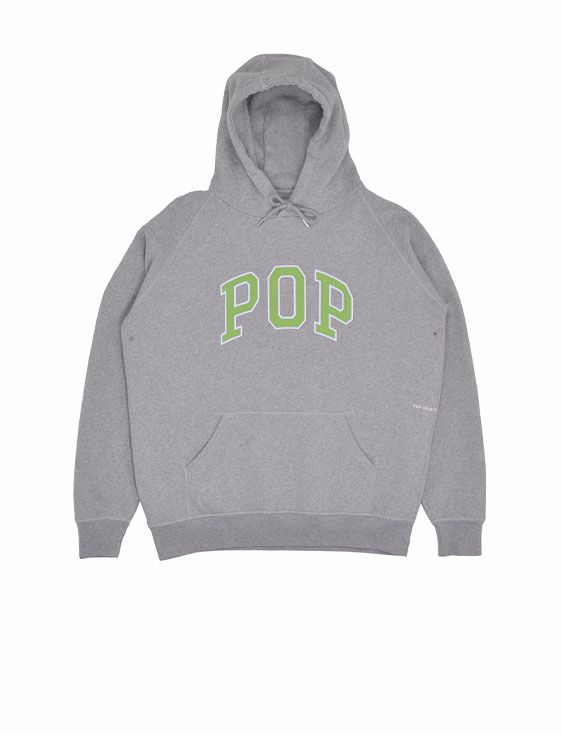 POP TRADING COMPANY/ポップトレーディングカンパニー/ARCH HOODED SWEAT IN LIGHT GREY HEATHER/グレー