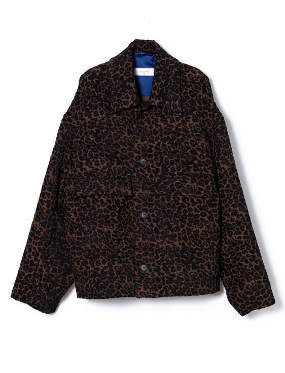 TAUPE/トープ/LEOPARD JQ SHORT JACKET/BROWN/ブラウン