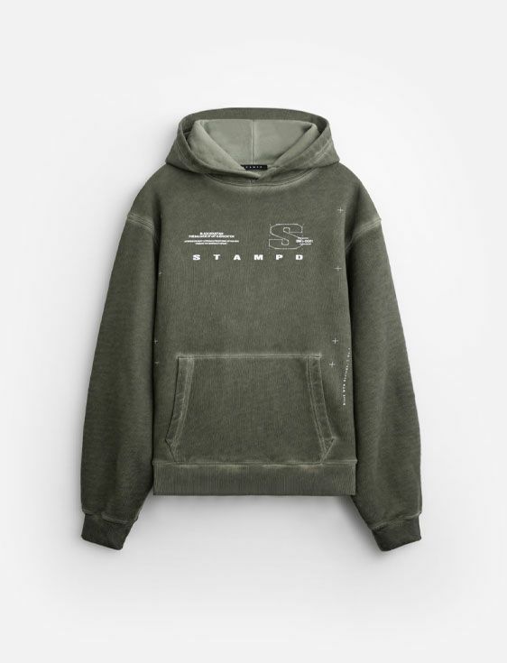 STAMPD/スタンプド/Mountain Oiled Wash Transit Hoodie/OLIVE/オリーブ