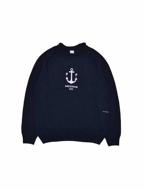 POP TRADING COMPANY/ポップトレーディングカンパニー/CAPTAIN KNITTED CREWNECK IN NAVY/ネイビー