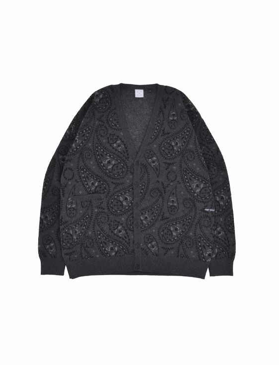 POP TRADING COMPANY/ポップトレーディングカンパニー/PAISLEY KNITTED CARDIGAN IN ANTHRACITE/BLACK