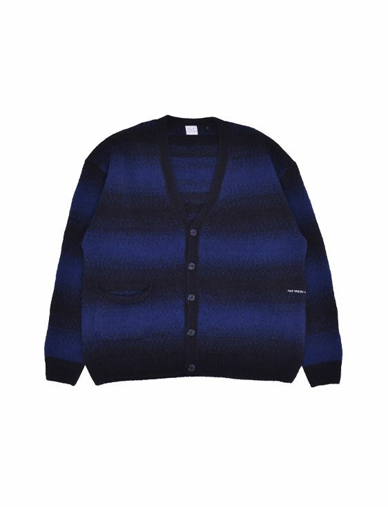 POP TRADING COMPANY/ポップトレーディングカンパニー/STRIPED KNITTED CARDIGAN IN SODALITE BLUE/BLACK