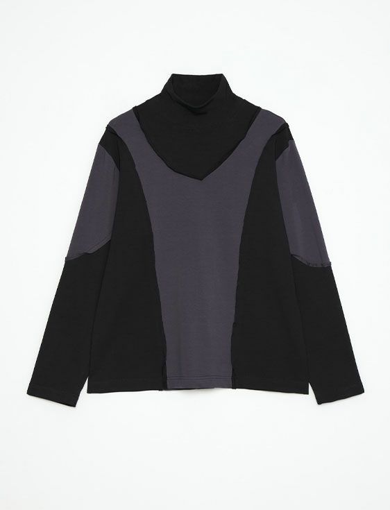 SHOOP/シュープ/PATCHWORK TURTLENECK LONG SLEEVE/BLACK/ブラック