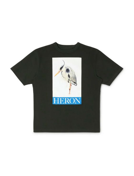 HERON PRESTON/ヘロンプレストン/HERON BIRD PAINTED SS TEE/BLACK/ブラック