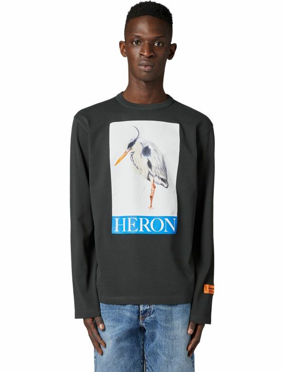 HERON PRESTON/ヘロンプレストン/HERON PAINTED LS TEEE/BLACK/ブラック