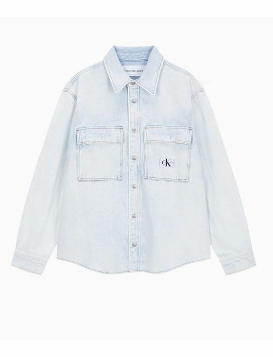 CalvinKlein/カルバンクライン/RELAXED LINAR DENIM SHIRT/Lサイズ/LIGHT BLUE/ライトブルー