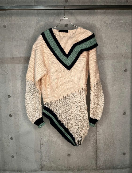 SHOOP/シュープ/MOHAIR DROPPED STITCH V NECK JUMPER/BEIGE/ベージュ