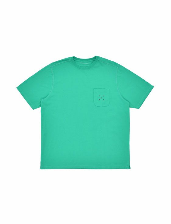 POP TRADING COMPANY/ポップトレーディングカンパニー/POCKET T-SHIRT IN PEACOCK GREEN/RIO RED/グリーン