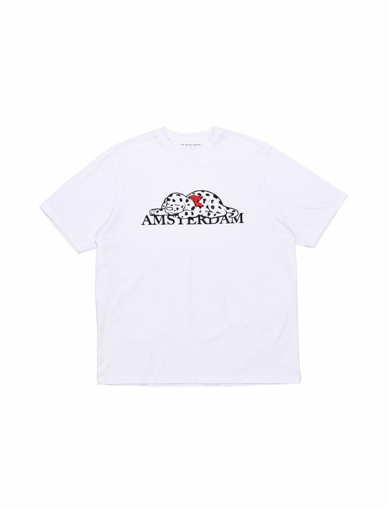 POP TRADING COMPANY/ポップトレーディングカンパニー/PUP AMSTERDAM T-SHIRT IN WHITE/ホワイト