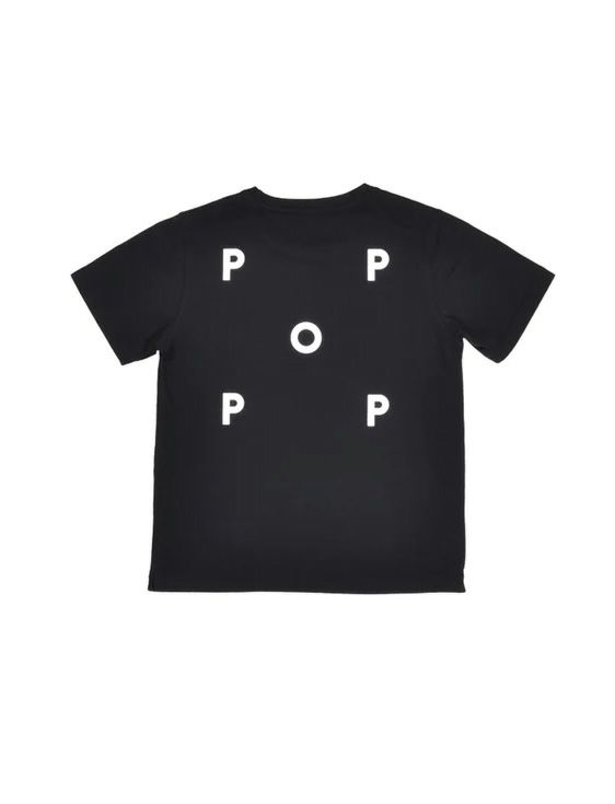 POP TRADING COMPANY/ポップトレーディングカンパニー/logo kids t-shirt black/white/ブラック