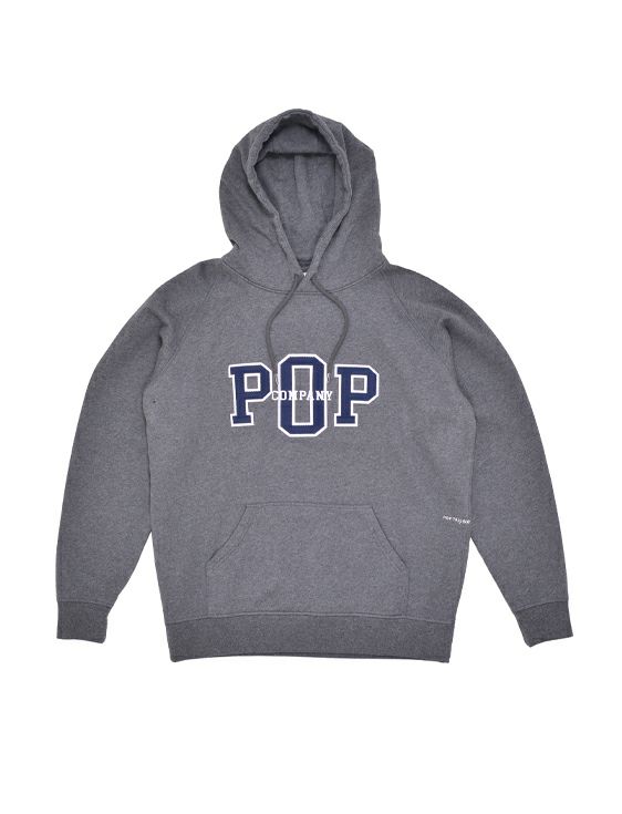 POP TRADING COMPANY/ポップトレーディングカンパニー/COMPANY HOODED SWEAT IN CHARCOAL HEATHER/グレー