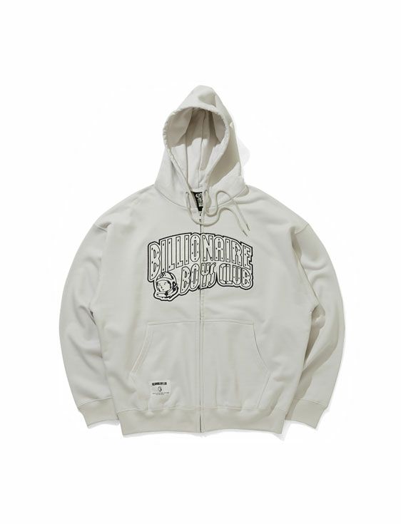 BILLIONAIRE BOYS CLUB/ビリオネア・ボーイズ・クラブ/APPLIQUE LOGO ZIP UP HOODIE ARCH LOGO/XLサイズ/WHITE/ネイビー