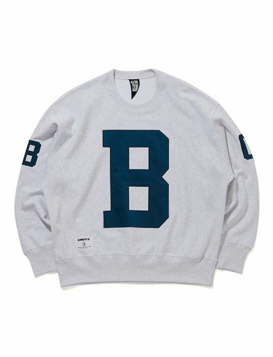 BILLIONAIRE BOYS CLUB/ビリオネア・ボーイズ・クラブ/APPLIQUE LOGO SWEATSHIRT B/XLサイズ/GRAY/グレー