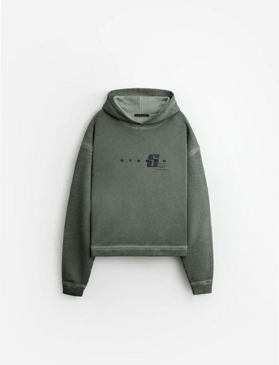 STAMPD/スタンプド/S24 Transit Oil Wash Cropped Hoodie/OLIVE/オリーブ