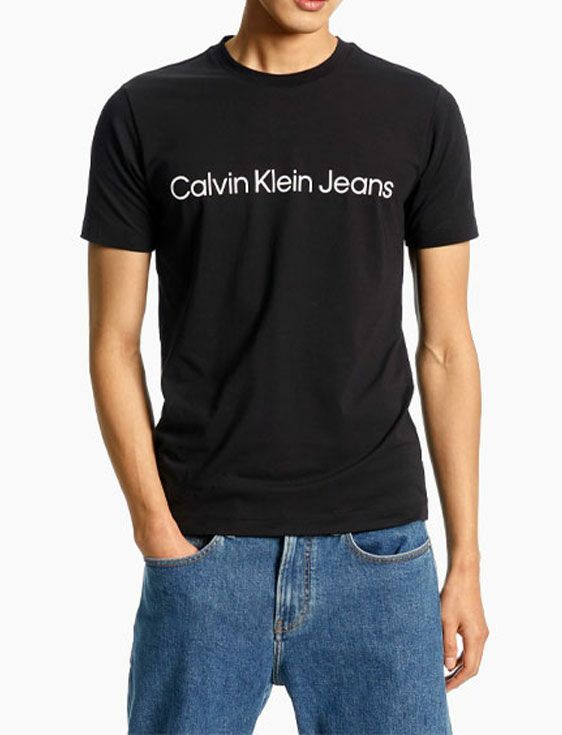 CalvinKlein/カルバンクライン/A-SS SLIM INSTIT LOGO TEE/BLACK/ブラック