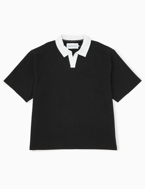 CalvinKlein/カルバンクライン/A-OPEN COLLAR POLO HWK TOP/BLACK/ブラック