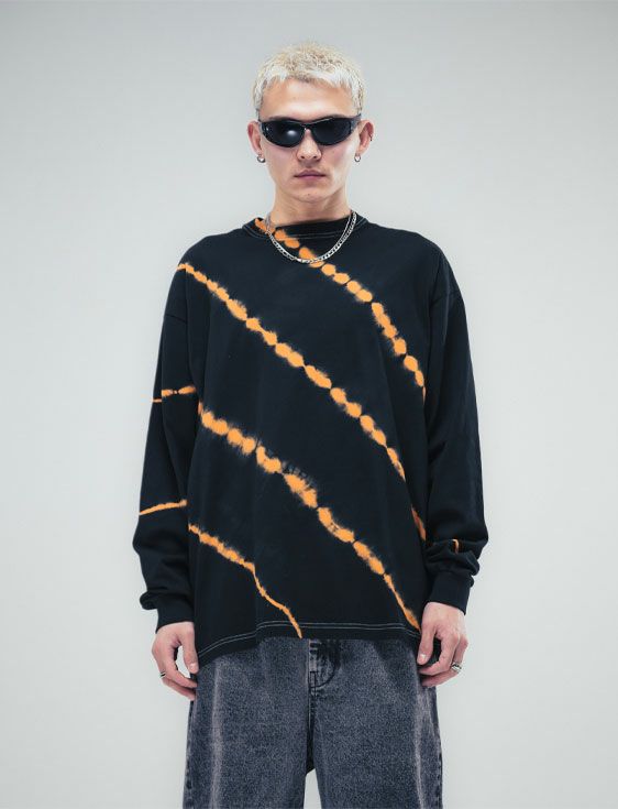 KARNELY/カーネリー/DIAGONAL LINE L/S TEE/BLACK/ブラック