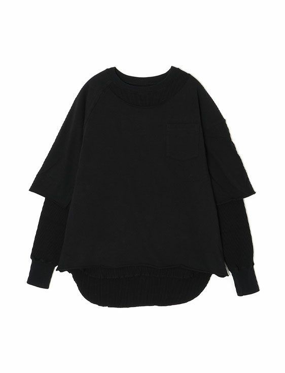 FACETASM/ファセッタズム/ASYMMETRICAL LAYERED RIB LONG TEE/BLACK/ブラック