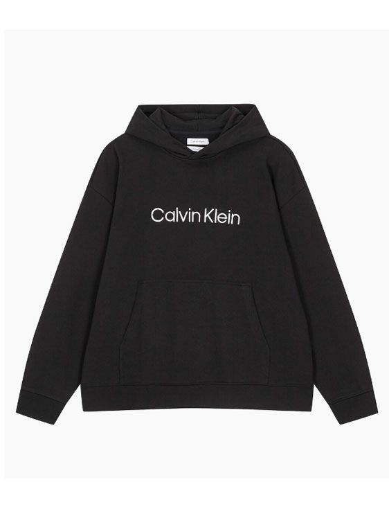 CalvinKlein/カルバンクライン/LS STANDARD LOGO TERRY PO HOOD/BLACK/ブラック