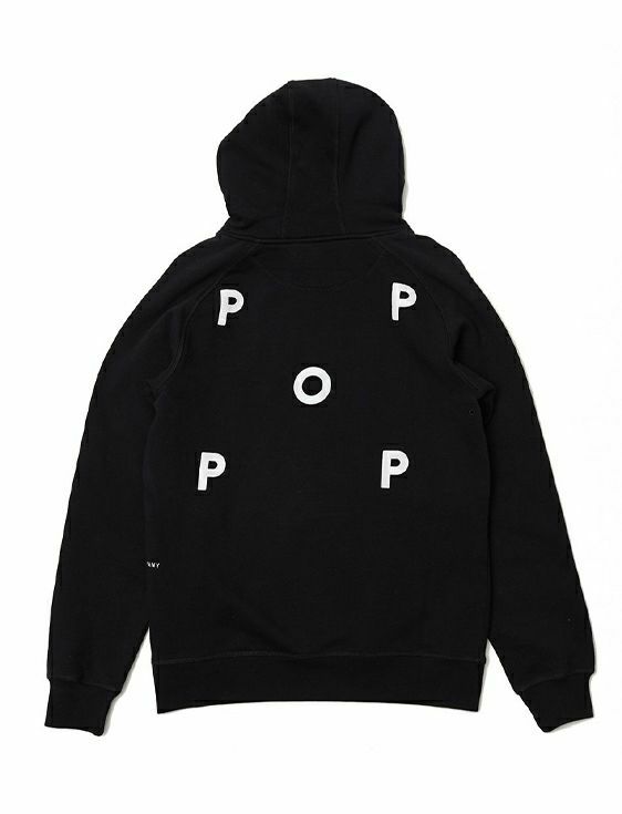 POP TRADING COMPANY/ポップトレーディングカンパニー/LOGO HOODED SWEAT IN BLACK/BLACK/ブラック