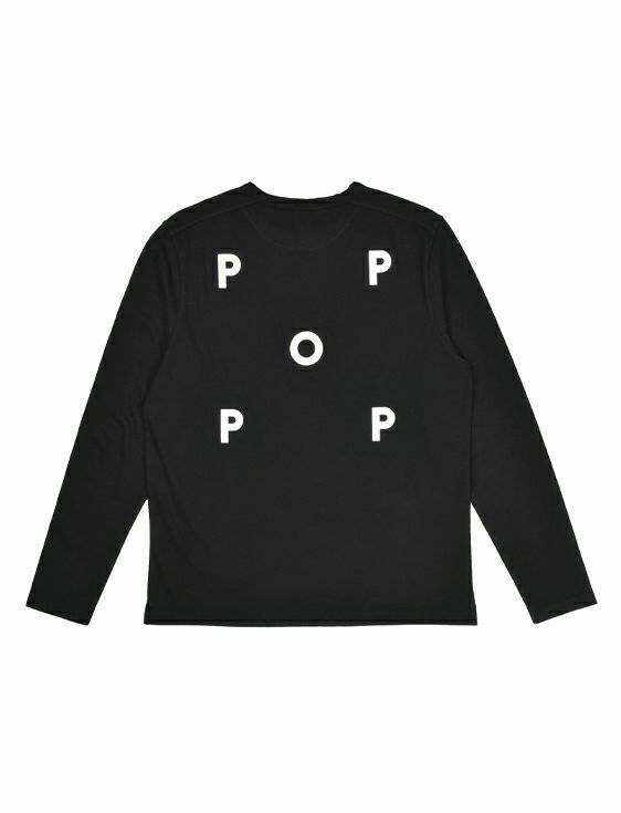 POP TRADING COMPANY/ポップトレーディングカンパニー/ LOGO LONGSLEEVE IN WHITE/BLACK/ブラック