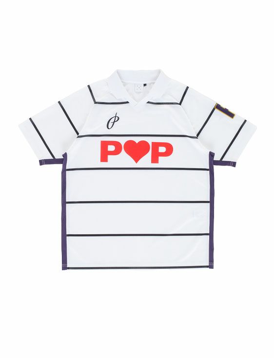 POP TRADING COMPANY/ポップトレーディングカンパニー/SPORTIF SHORTSLEEVE SHIRT IN WHITE/BLACK/ホワイト