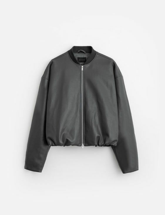 STAMPD/スタンプド/Faux Leather Oversized Cropped Bomber/BLACK/ブラック