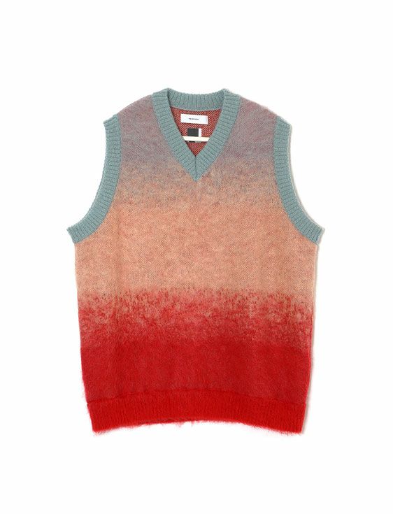 FACETASM/ファセッタズム/IRA KNIT VEST/BLUE×RED/ブルー×レッド