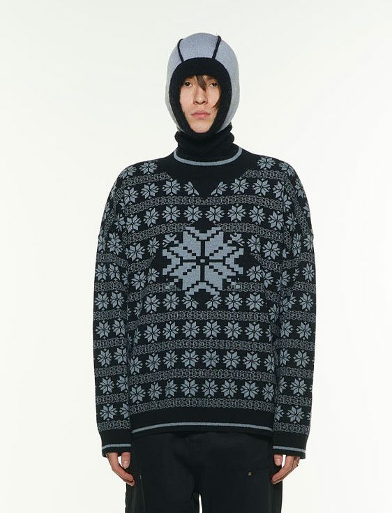 SHOOP/シュープ/SNOW BIRDSEYE JACQUARD SWEATER/ブラック/BLACK