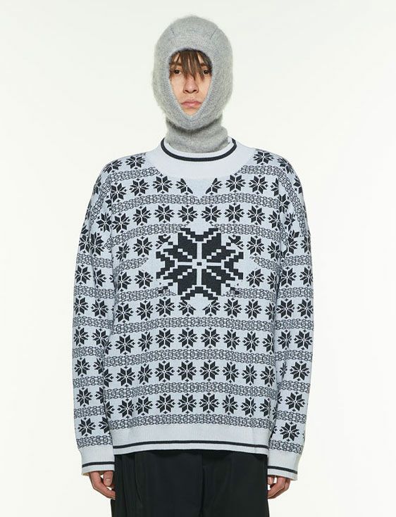 SHOOP/シュープ/SNOW BIRDSEYE JACQUARD SWEATER/OFFWHITE/オフホワイト