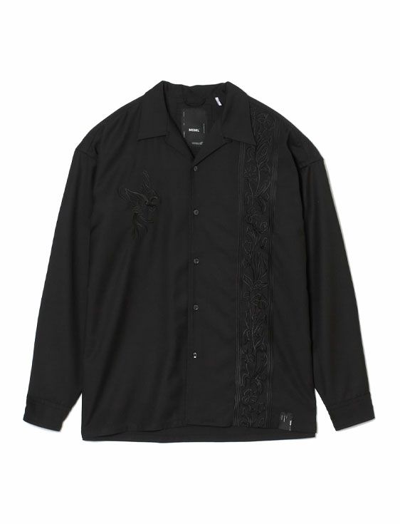 MSML/エムエスエムエル/EMBROIDERY OPEN COLLAR SHIRT/BLACK/ブラック