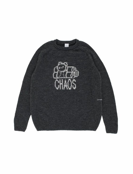 POP TRADING COMPANY/ポップトレーディングカンパニー/KNITTED CHAOS CREWNECK IN ANTHRACITE/GRAY/グレー