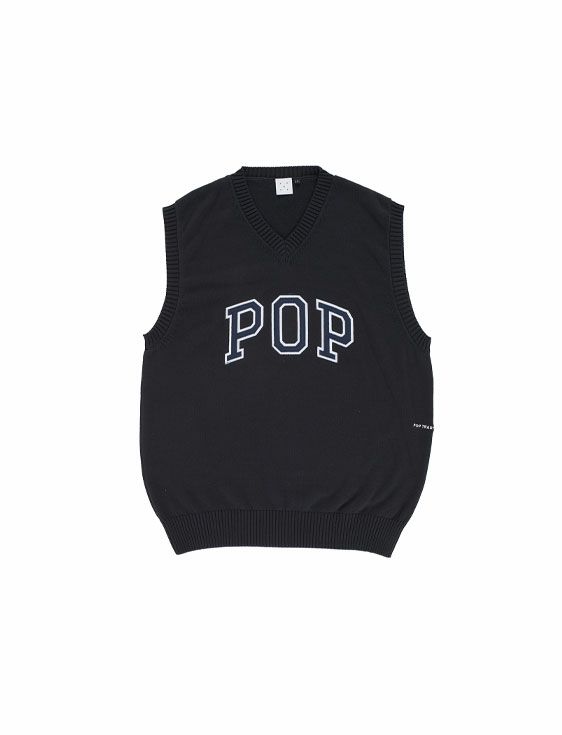 POP TRADING COMPANY/ポップトレーディングカンパニー/KNITTED ARCH VEST IN ANTHRACITE/GRAY/グレー