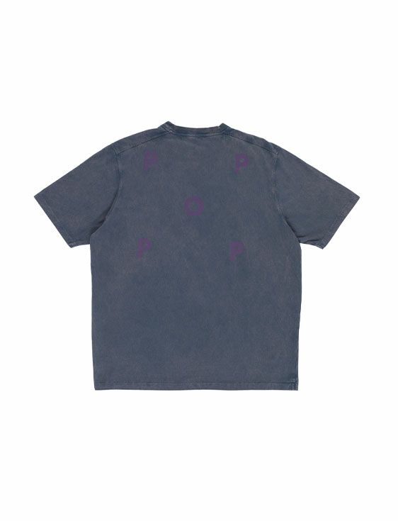 POP TRADING COMPANY/ポップトレーディングカンパニー/LOGO T-SHIRT IN WASHED NAVY/NAVY/ネイビー