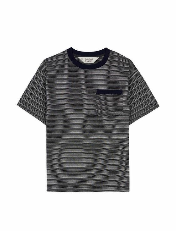 BRAINDEAD/ブレインデッド/ZIG ZAG STRIPE SHORT SLEEVE MOCKNECK T-SHIRT/BLACK/ブラック