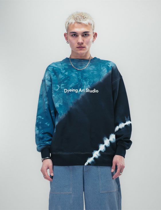 KARNELY/カーネリー/UNEVEN DYE SWEAT SHIRTS/BLUE/ブルー