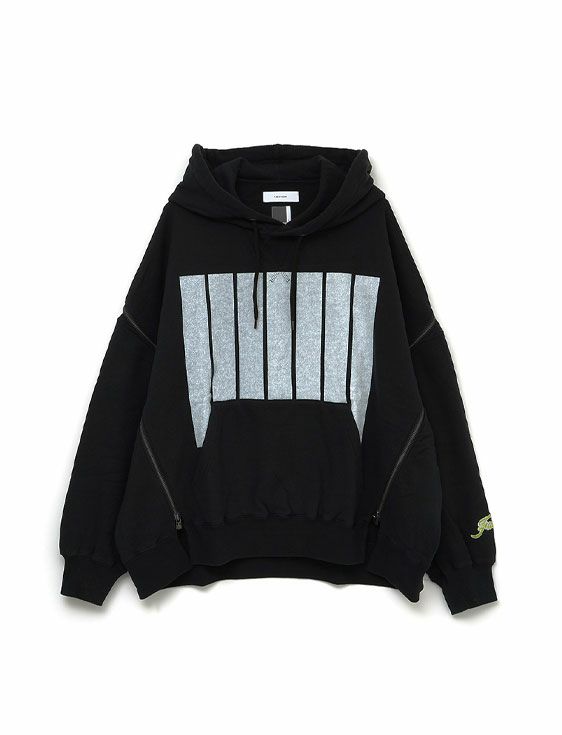 FACETASM/ファセッタズム/7 BARS ZIPPER HOODIE/BLACK/ブラック